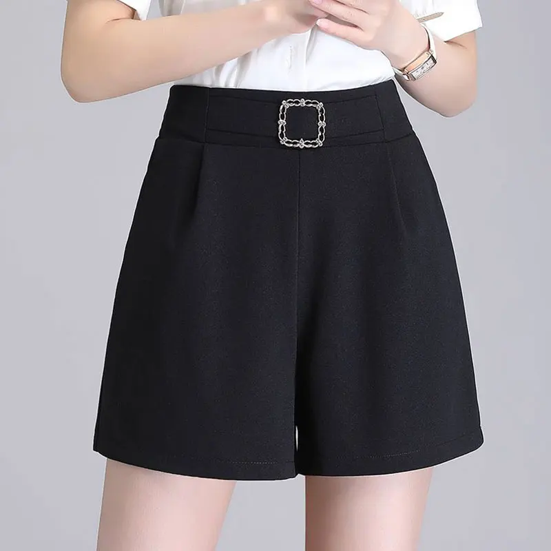 

Women's Wide Leg Shorts, Elegant, Korean, Monochromatic, Simplicity, Casual, All-match, Sexy, Women's Clothes, Summer Fashion