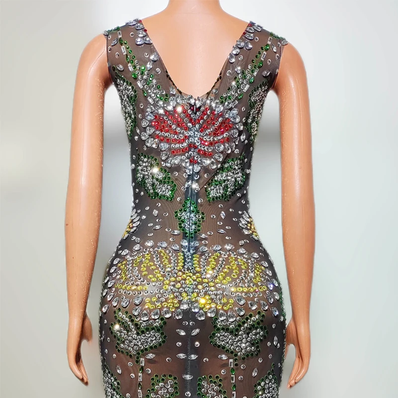 PerconsiderParty-Robe de Soirée Sexy Colorée pour Femme, Tenue de Chanteuse, Tenue de Spectacle sur Scène, XS8553