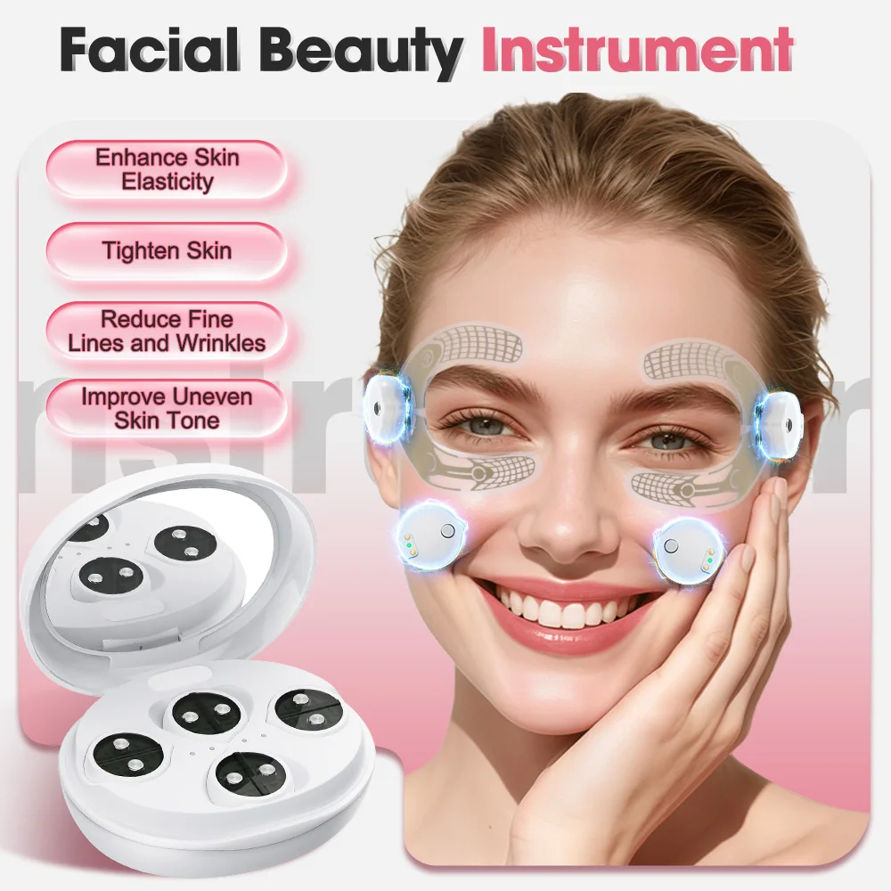 

EMS Eye Beauty Device 660nm Red Light Heating 3 Modes Pulse Electric Eyes Massager With Gel Patch Dark Circles Eye Lines Remover