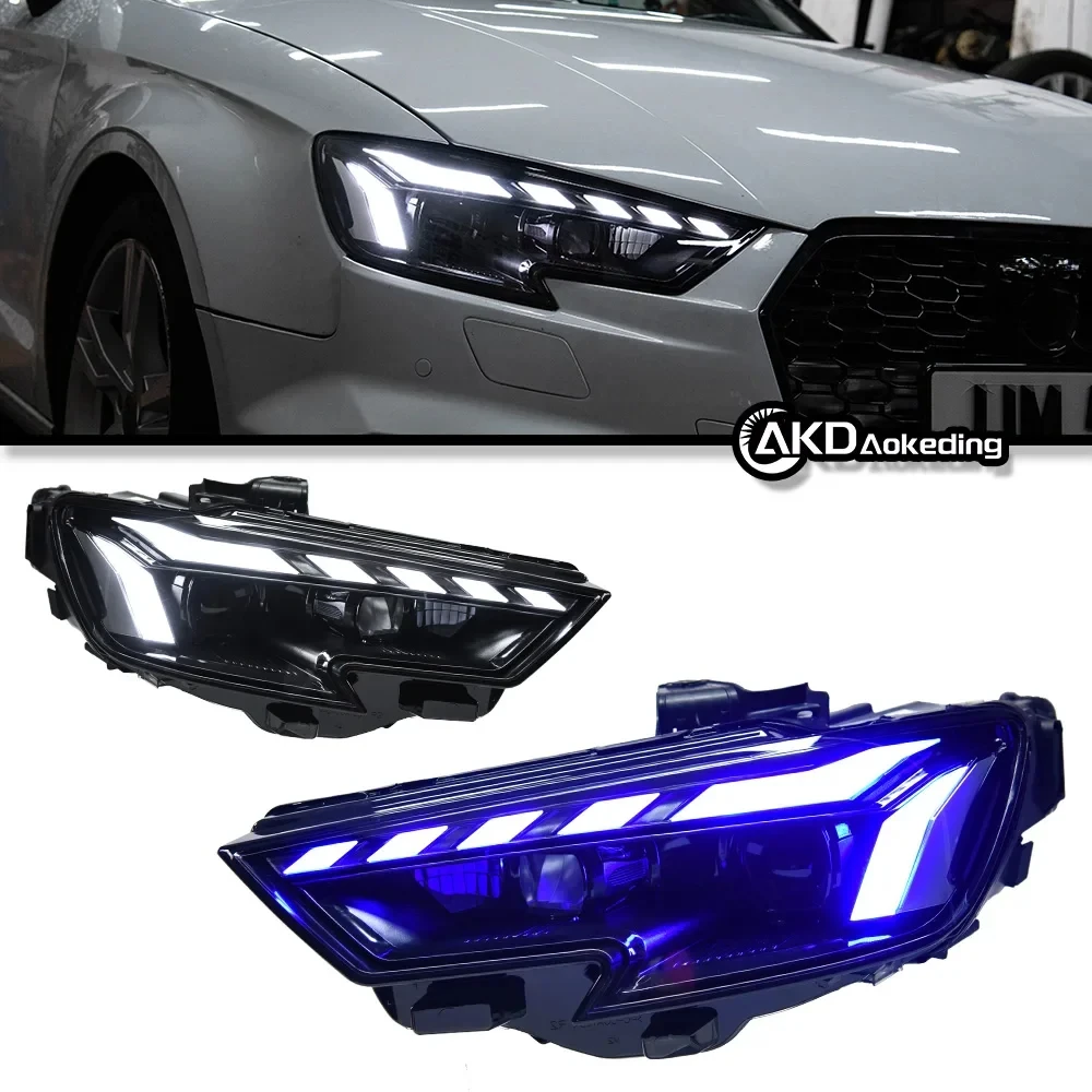 For Audi A3 13-20 year headlight assembly modified RS LED lens racing day running water steering