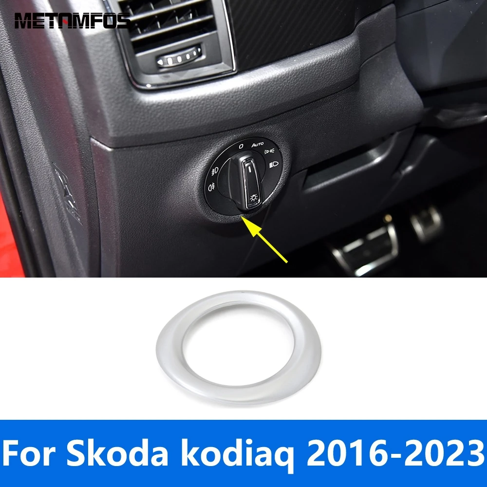 For Skoda kodiaq 2016-2021 2022 2023 Matte Head Light Lamp Adjust Switch Knob Panel Cover Trim Sticker Accessories Car Styling