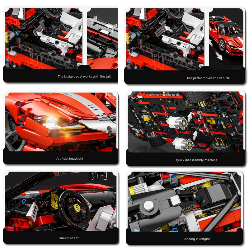 4100 Uds. Técnico SF90 Stradale supercoche rojo modelo de bloques de construcción coche deportivo montaje ladrillos juguetes para niños colección exhibición