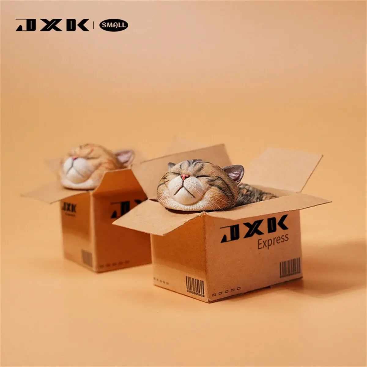 JXK-Petit chat dans la boîte de livraison, modèle animal, accessoire drôle, jouet pour enfants, figure réaliste, accessoires de photographie, cadeau