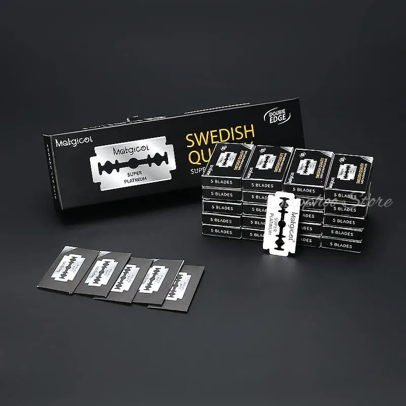 

100pcs/box Double-sided Safety Shaving Razor Blade Platinum Stainless Steel Double Edge Blade For Eyebrow Sideburn Beard Haircut