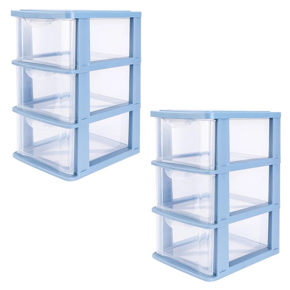 2Pcs Storage Box Drawer Type Clear Sundries Organizer Desktop Makeup Holder for Home Office Bedroom Storage Box