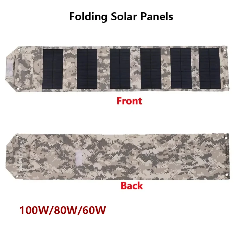 60W/80W/100W Folding Solar Panel Portable Battery Charger for Cell Phone Outdoor Waterproof Power Bank for Camping Accessories view 3