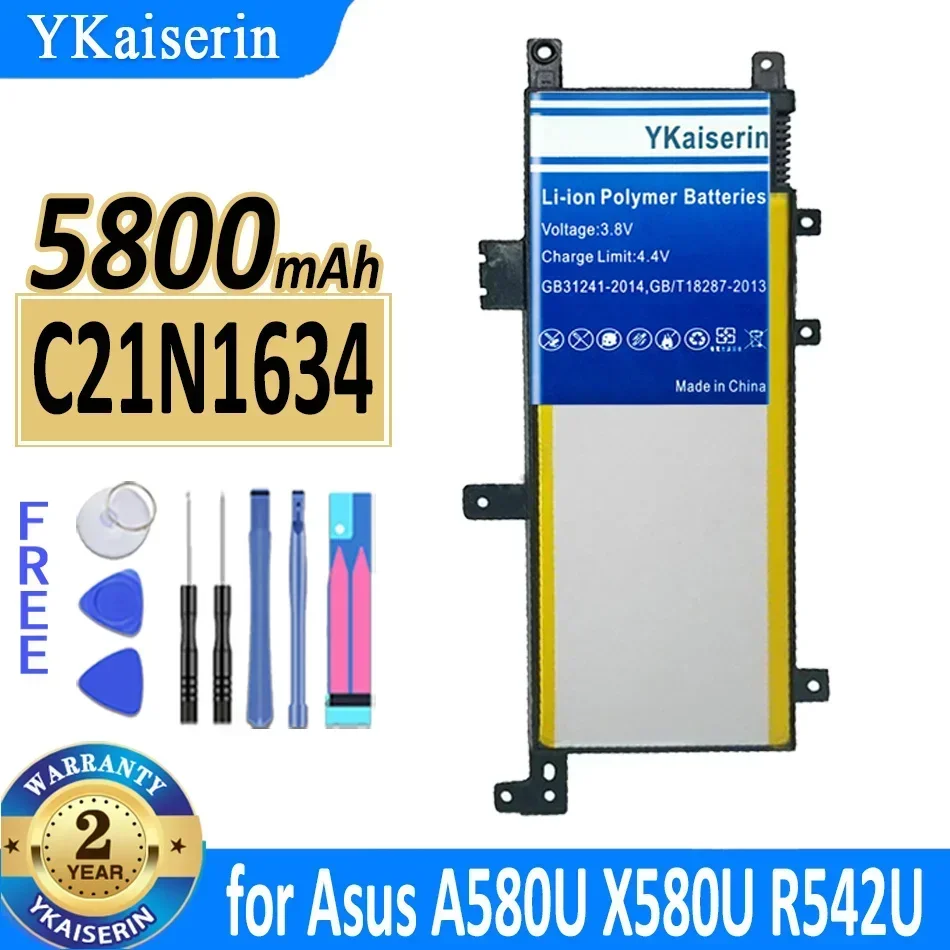 YKaiserin C21N1634 Laptop Battery for Asus A580U X580U X580B A542U R542U X542U V587U FL5900L FL8000U FL8000UF FL8000L Series