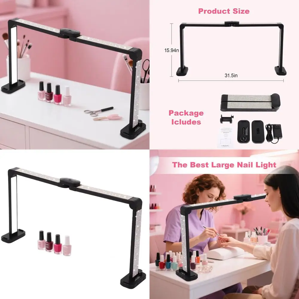 

Adjustable LED Nail Art Desk Lamp with 3000-6000K Color Temperature, 456 Beads, White & Diamond Design
