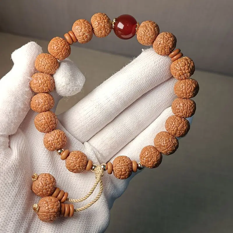 Dragon Scale Texture Little King Kong Pipal Tree Seeds Carving Single Circle Bead Bracelet Men's Crafts Hand Toy Beads