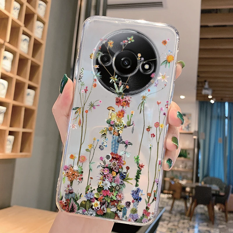 Para redmi a3 a3x 9 14c 4g nota 8 9 pro 9s 9 pro max 9 poco x3 nfc x3 pro m2 pro c61 5g flor estrela popular macio claro caso de telefone