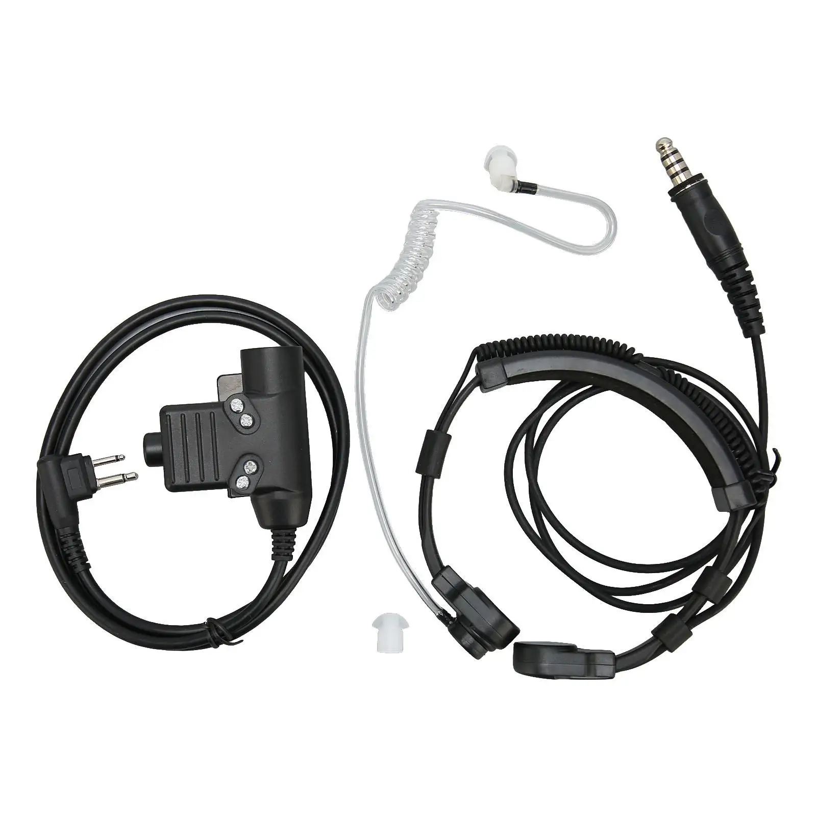 U94 PTT Throat Microphone Headset for motorola XTN600 SV22C SU220 XV2600 XU2600 - Coiled Walkie Talkie Earpiece