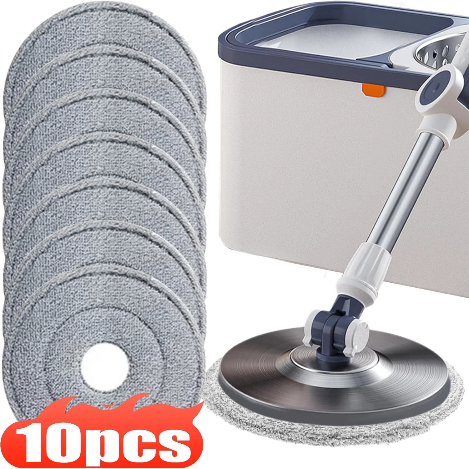 1-10pcs Round MOP Head Cloth Spin Wring for Cleaning Floors Pad Home Replacement Universal Accessories 360 Rotating Barrel Towel