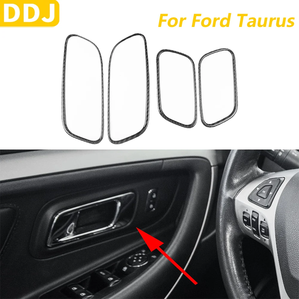 

For Ford Taurus 2013-2019 Real Carbon Fiber Inner Door Handle Frame Panel Trim Cover Car Accessories Interior Decoration Sticker