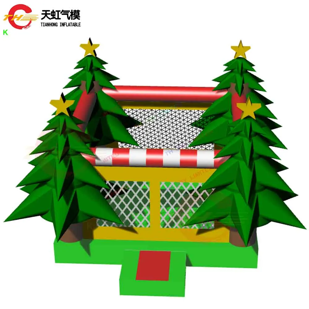 Fast Ship 5.6x5m Christmas Tree Inflatable Bouncer House Air Bouncy Castle with Blower for Kids Merry Christmas