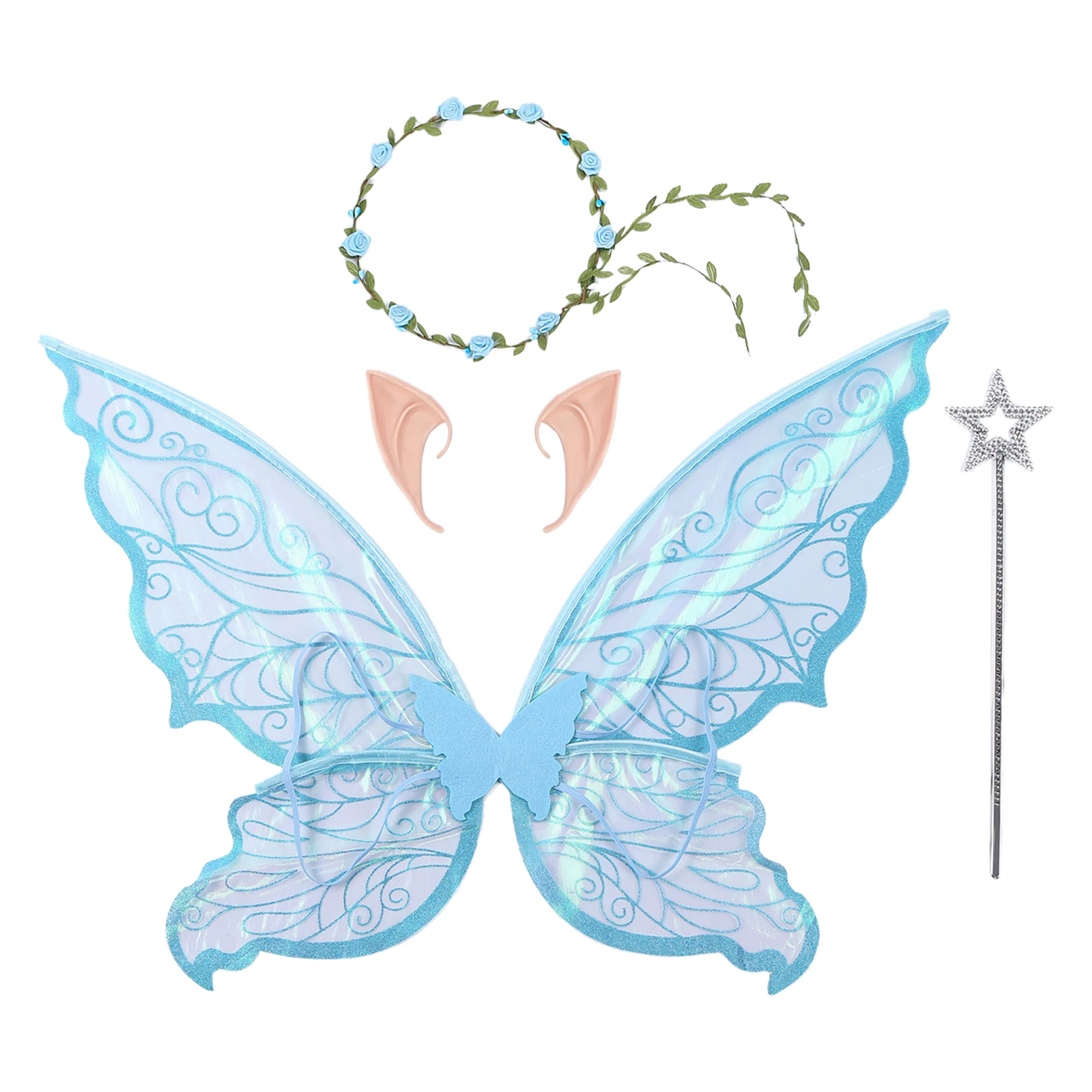 

1Pc Cosplay Wings Angel Butterfly Elastic Strap Wings Elf Ears Magic Wand Wreath Props Festival Themed Party Photography Wings