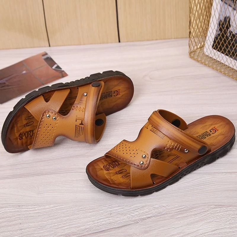 Men\'s Beach Open Toe Shoes Sandals High Quality Non-slip Men Slippers Breathable Two Uses Male Footwear Mens Summer Outdoor Shoe