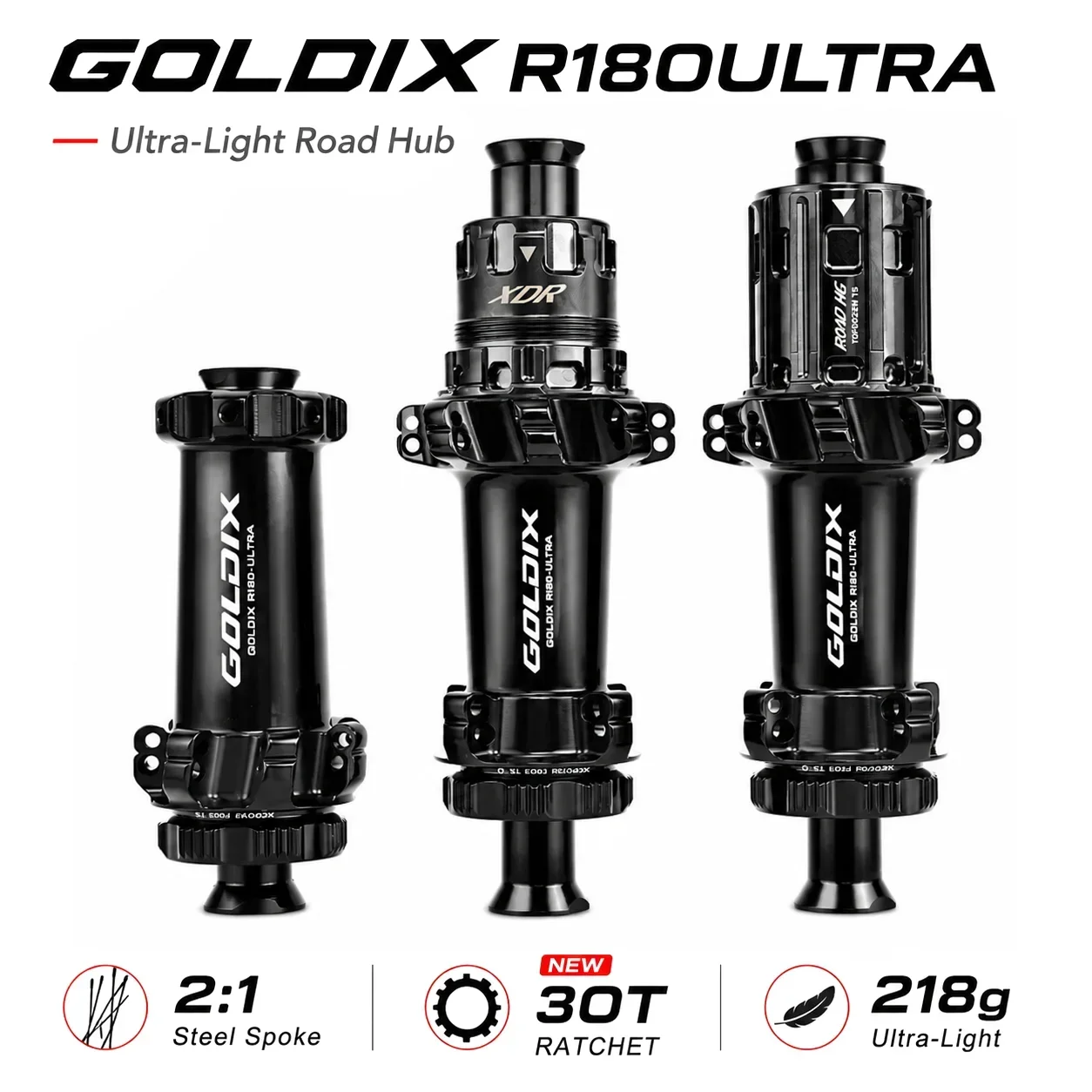 GOLDIX R180 ULTRA Road Bike Hub 218g Ultra Light TPI Sealed Bearings 21H/24H 30T Ratchet 10-12 Speed Bicycle Front Rear HG/XDR