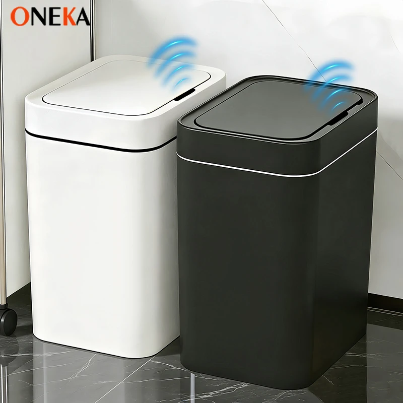 

Smart Trash Can with lid Automatic Open Motion Sensor Plastic Waste Bin for Kitchen Bathroom Office Garden Public Bedroom House