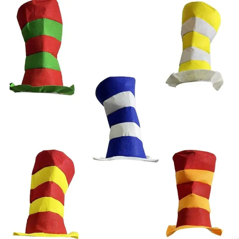 

L5YA Fancy Lolitas Witch Hat with Stripe Decoration Gothicism Hat Creative Witch Hat for Costume Parties