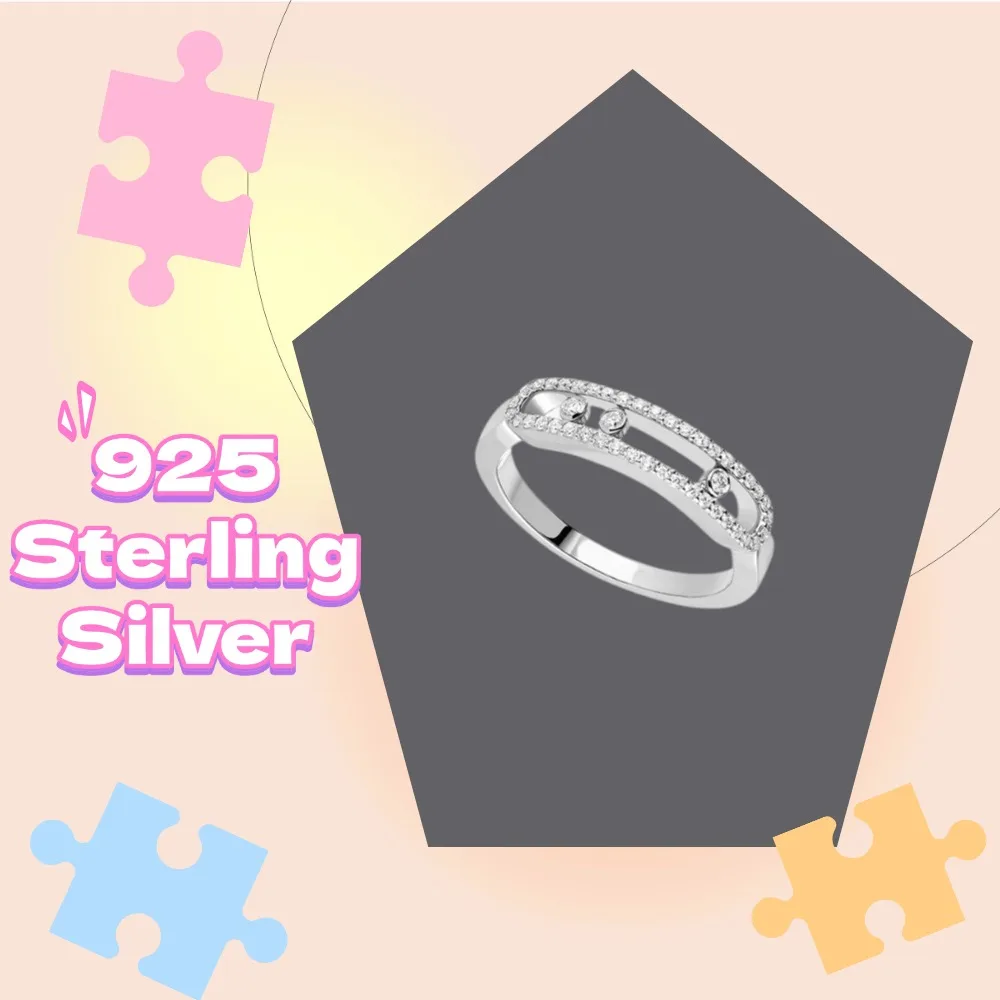 

Rings For Women S925 Pure Silver Three Diamond Fashion Ring, Original Luxury Jewelry, High Quality Women's Jewelry