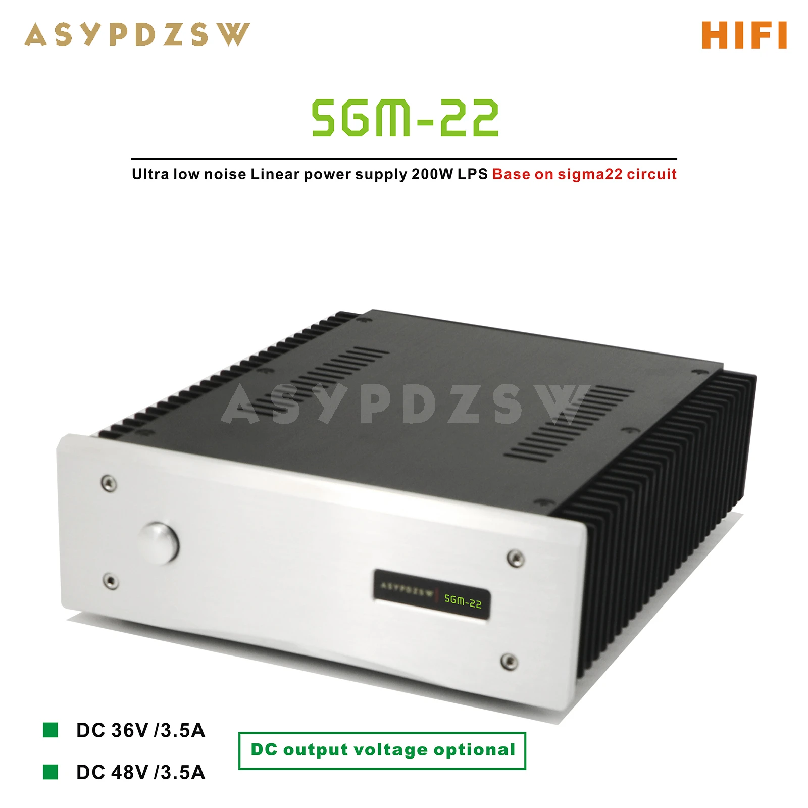 

SGM-22 HIFI Ultra low noise Linear power supply 200W LPS Base on sigma22 circuit DC 36V or 48V/3.5A (Optional)