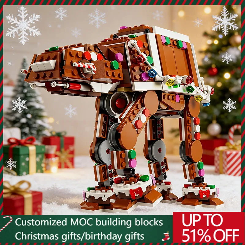 New 697PCS MOC Star Battle Christmas Walker Model Building Blocks Bricks Creative DIY Assembly Display Toy Children Adults  Gift