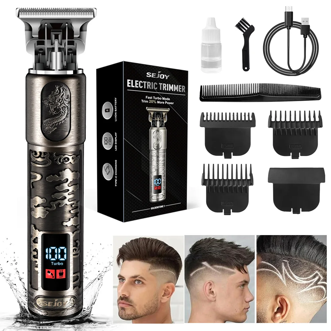

SEJOY Professional Hair Clippers for Men's Hair Trimmer Cordless Rechargeable With LED,Dragon Relief Haircut & Grooming Kit