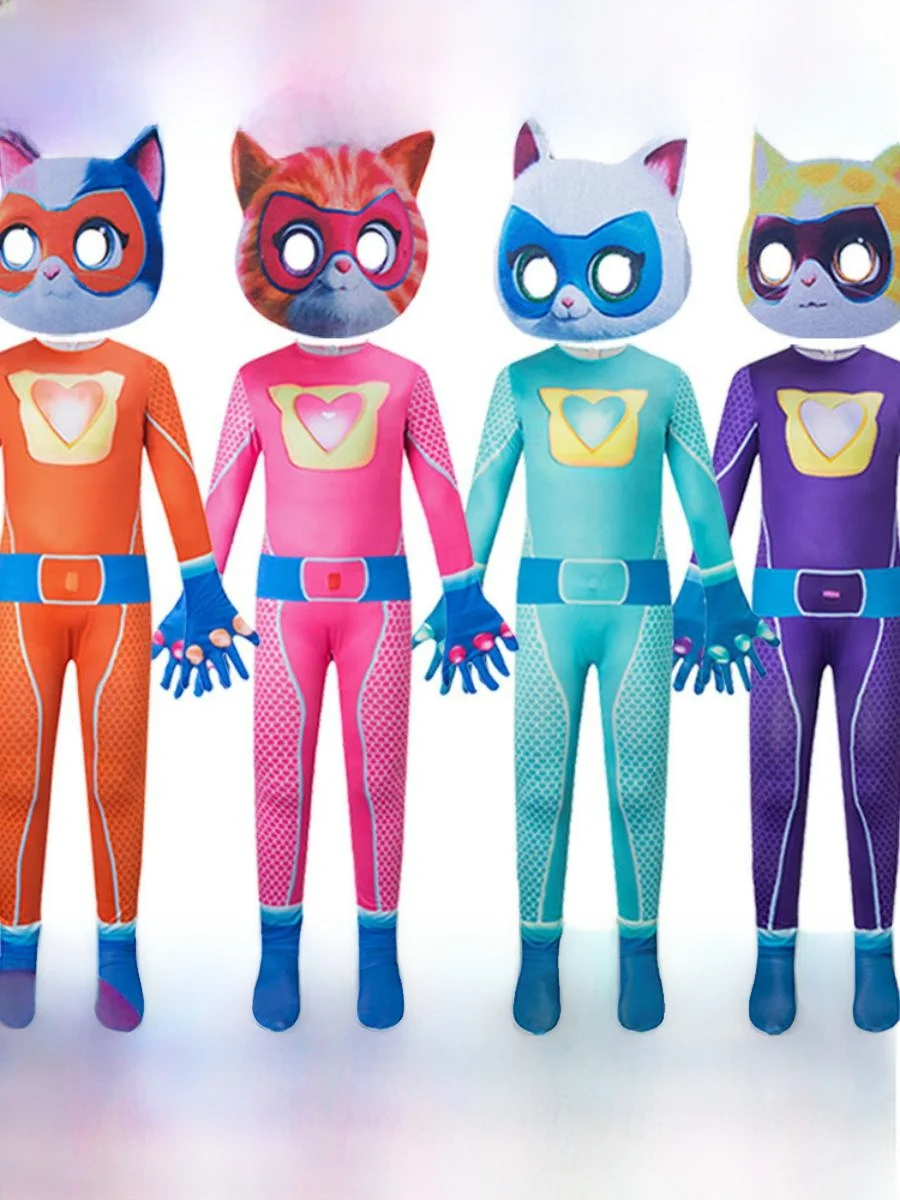 

Комбинезон SuperKitties, обтягивающая одежда, сценический костюм на Хэллоуин, женская этническая мояльная сценическая одежда, полиэстер