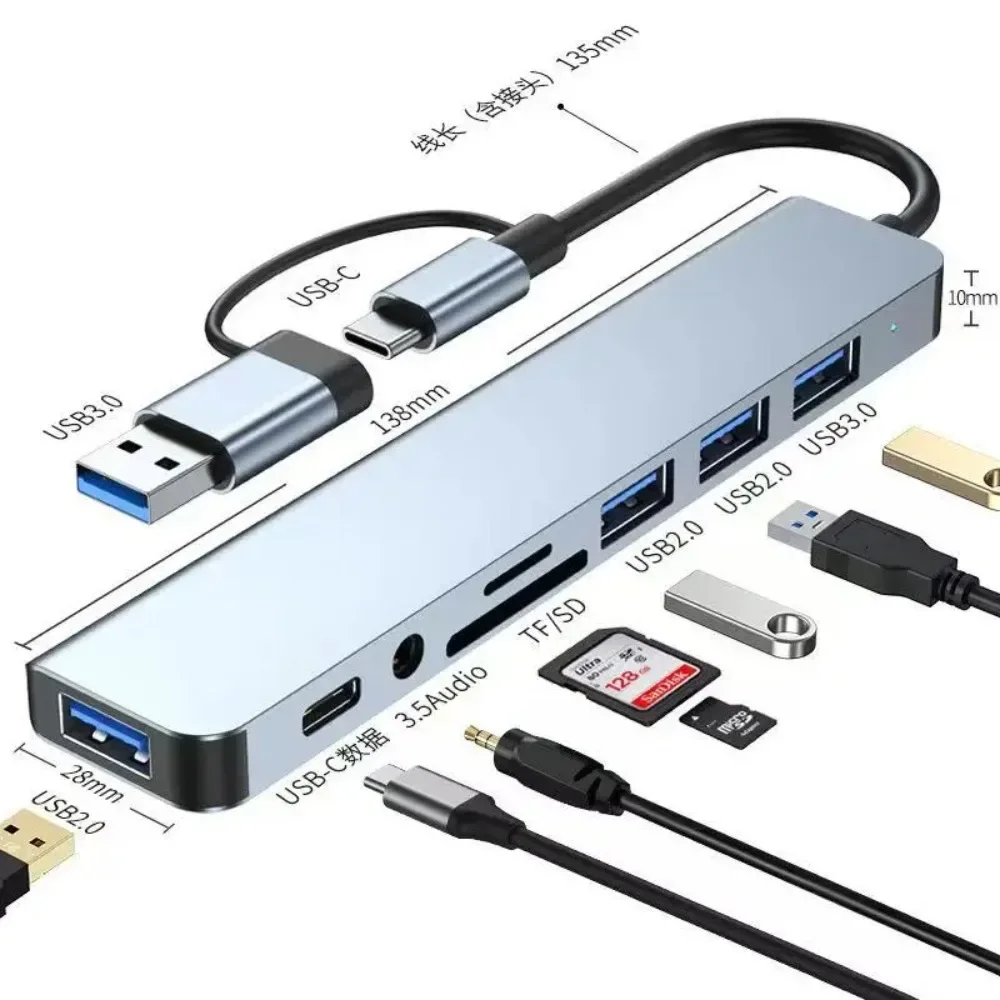 

USB C-концентратор типа C, разветвитель Thunderbolt 3, адаптер док-станции для ноутбука Macbook Air M1, iPad Pro, многопортовое расширение