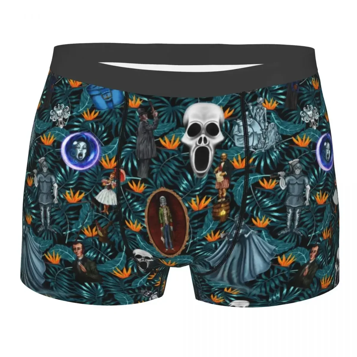 Haunted Mansion Tiki Underwear Men Breathable Scary Halloween Ghost Skull Boxer Briefs Shorts Panties Soft Underpants For Male