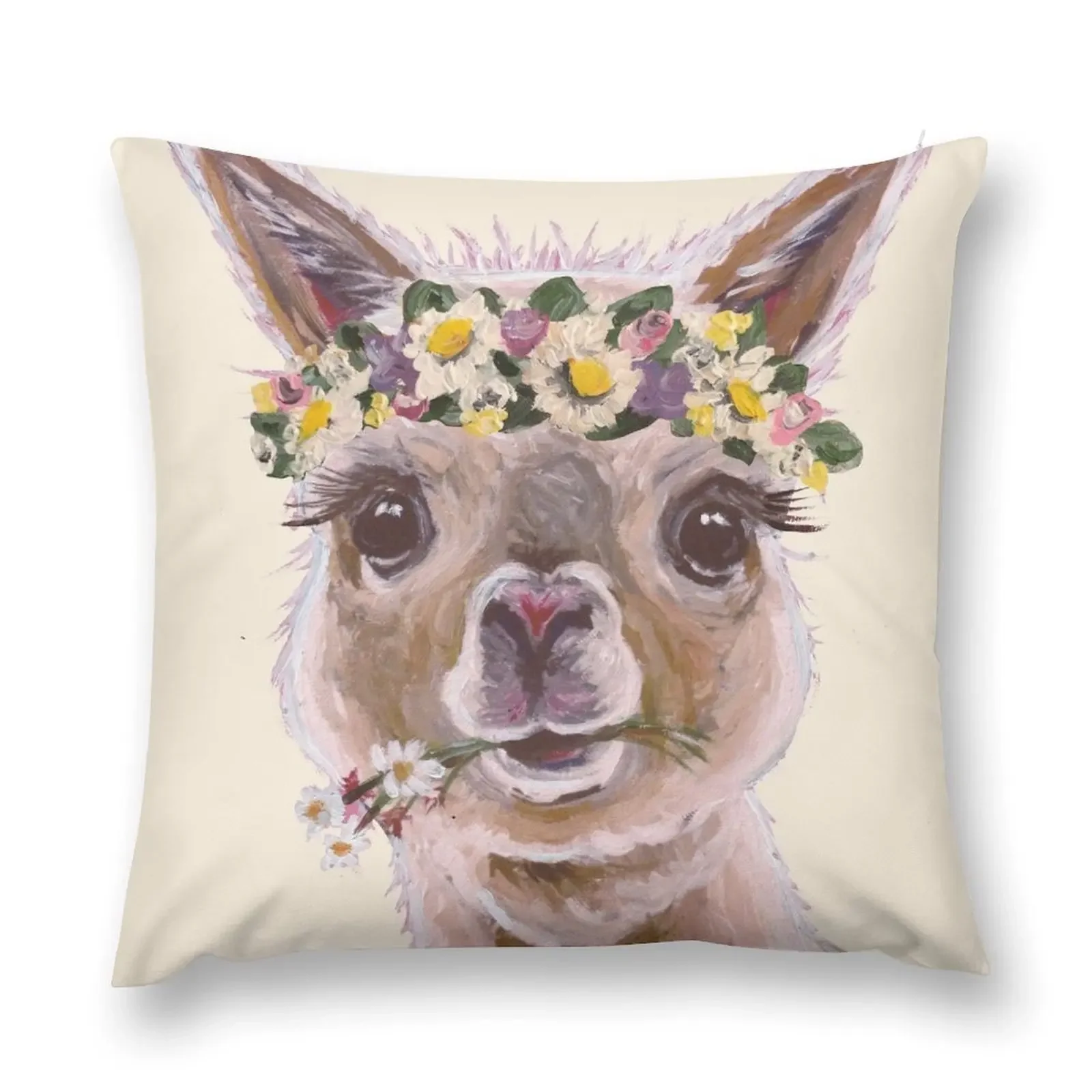 

Alpaca Art, Holly the Alpaca Throw Pillow Custom Cushion Photo Cushion Cover For Sofa New year Pillowcase Cushion pillow