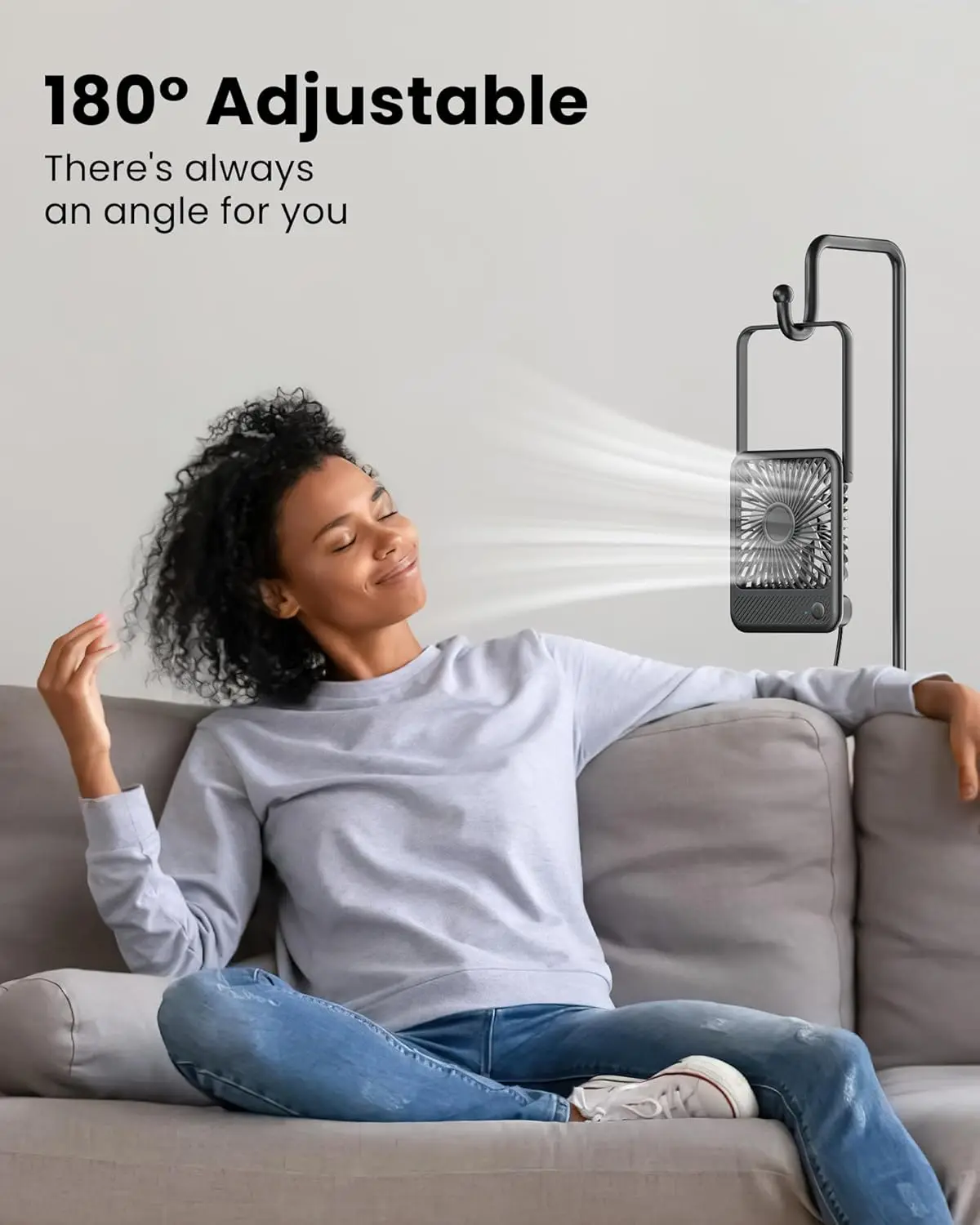 USB Desk Fan, 3-Speed Adjustable, Ultra Quiet, 180° Foldable, USB-C Powered Mini Fan for Office or Bedroom