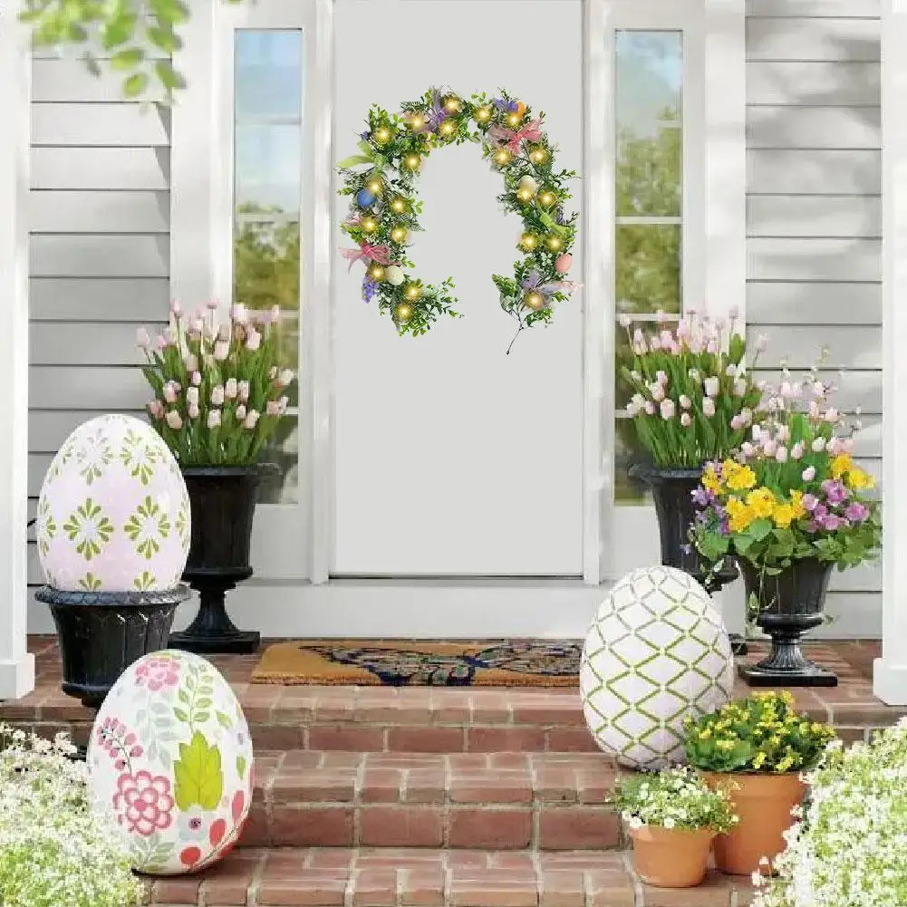 1.8 M อีสเตอร์ Garland พวงหรีดประดิษฐ์สําหรับด้านหน้าประตูแขวนจี้สําหรับ Window Wall Home Decor C3d7