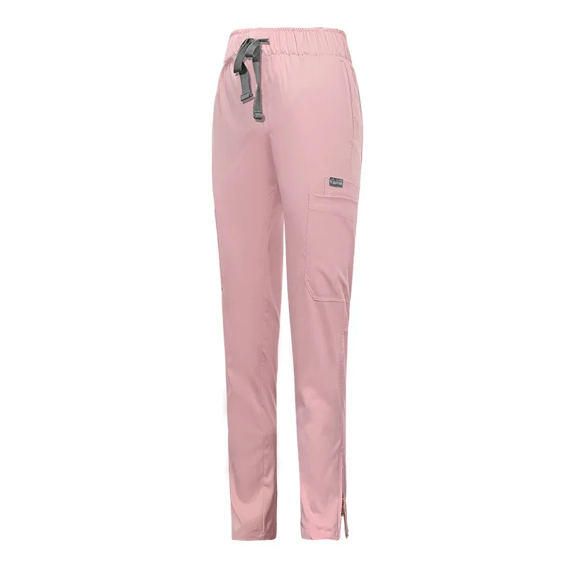 Pantaloni da lavoro lunghi con coulisse casual con cerniera alla moda per medico chirurgico da infermiera elastica sottile