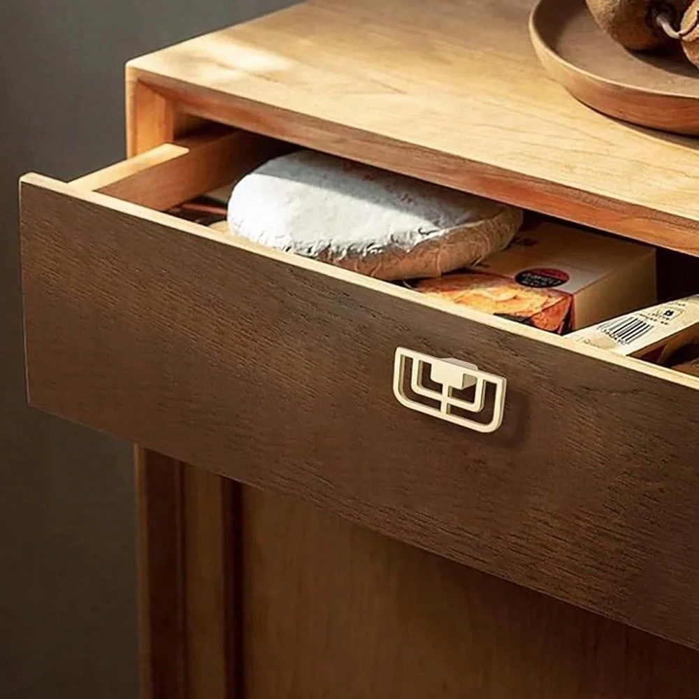 Gold Chinese Style Cabinet Door Handles, Metal Veneer Drawer Wardrobe Handles, Modern Design Includes Mounting Hardware