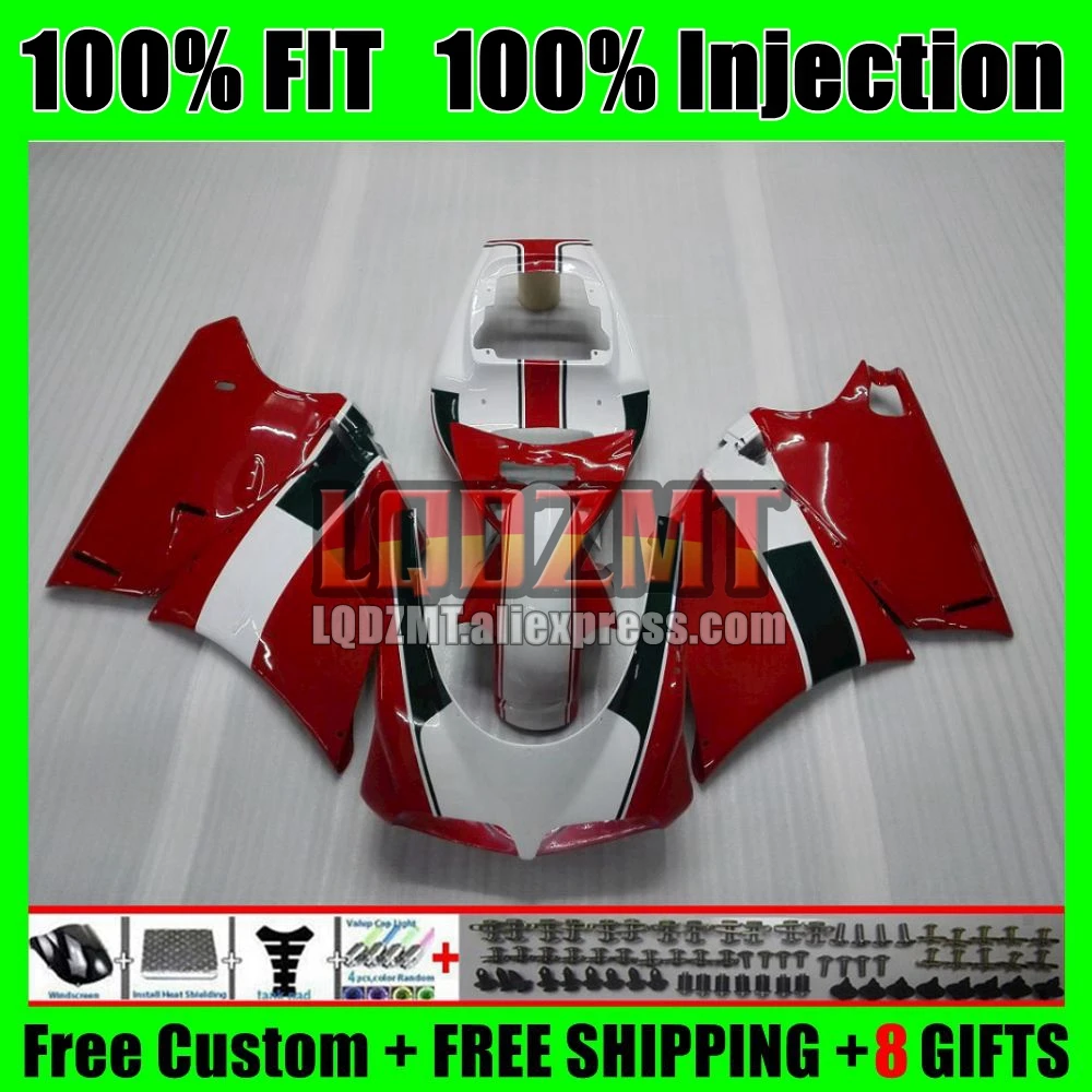 Injection For DUCATI 748 853 Red White 916 996 998 S R 94 95 96 97 98 99 00 01 02 126No.8 916S 996S 998S 1994 2002 Fairings