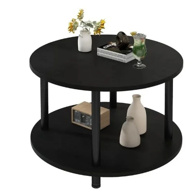 

-ForFrench Retro Large Wooden Double-Layer Coffee Table for Small Apartment for Home Living Room Balcony Leisure Tea Gathering&