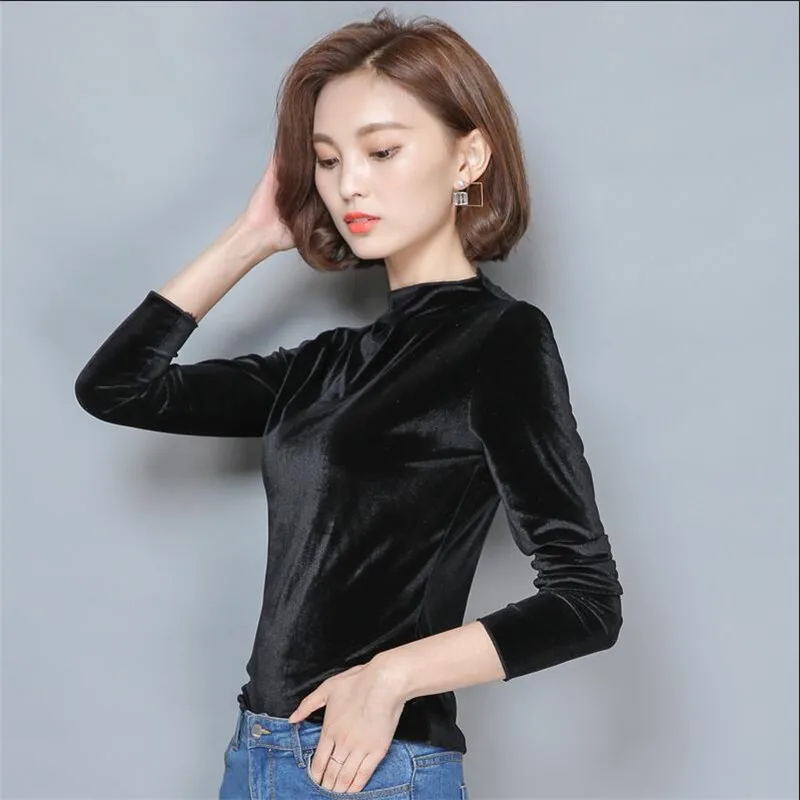 Autumn Velvet Blouse korean turtleneck warm winter velvet shirt,fashion plus size Velour blouse  blusas de moletom feminino