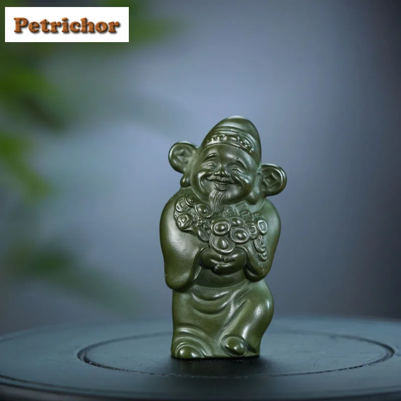 

Yixing Original Clay Purple Tea Pet Handmade Green Ornament God Of Wealth Sculpture Table Creative Plaything