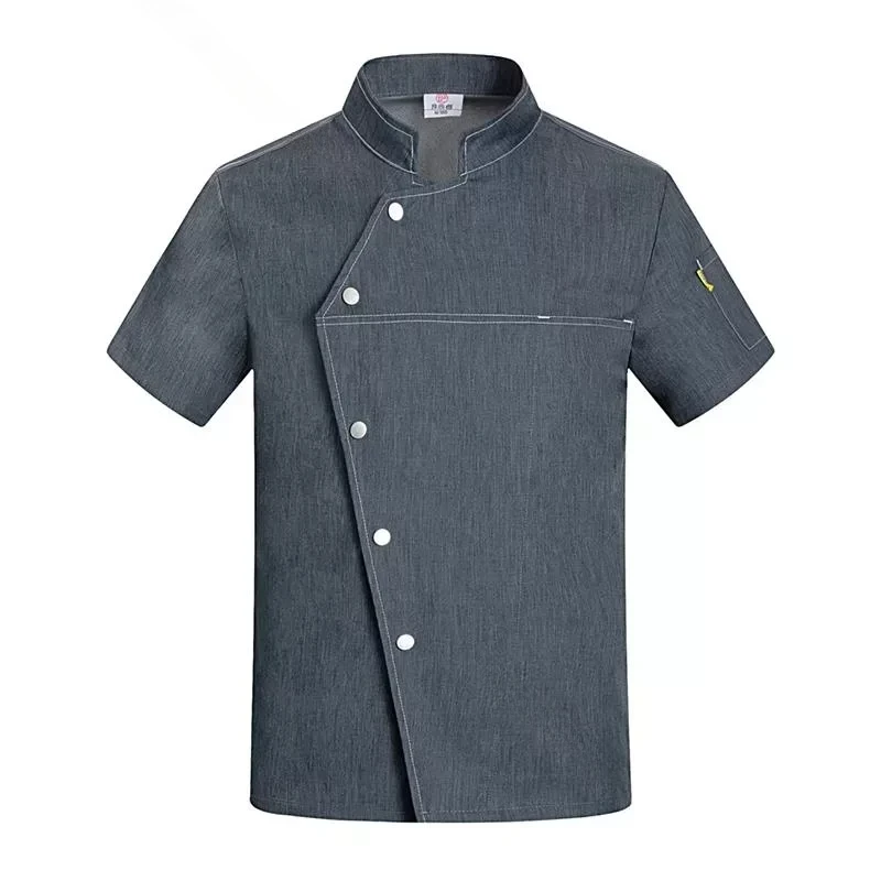 Veste de chef unisexe à manches courtes, manteau de cuisine, haut d'uniforme de restaurant chinois