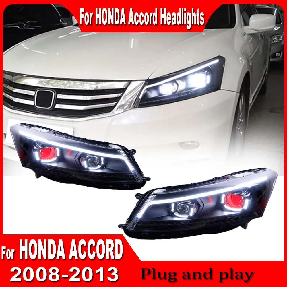 2pcs Car Styling for HONDA Accord 8th Headlights 2008-2013 LED Headlight LED DRL Hid Head Lamp Angel Eye Bi Xenon Accessories