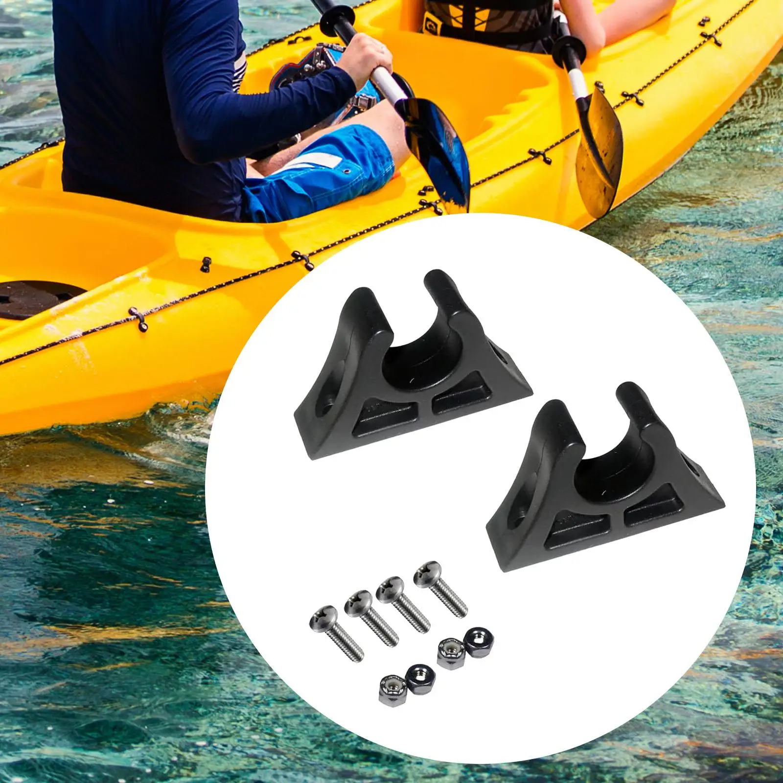 2Pcs Kayak Paddle Holder Heavy Duty Deck Mounted Watercraft Supplies Oar Fixing Buckle with Screws Oars Keeper for Kayaks Dinghy