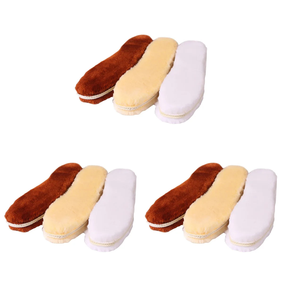 9 Pairs Winter Warm Insoles Thicken Shoe Pads Fashion Plush Shoe Pads Simulation Wool Insoles (Size 38 Random Color)