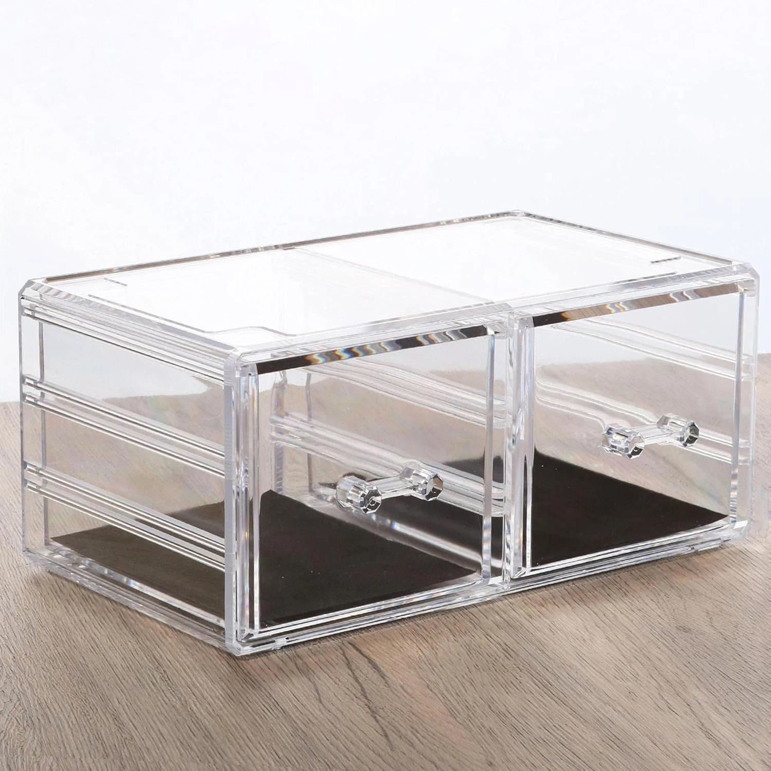 Frebeauty Extra Large acrylique boîte à bijoux pour femmes filles clair velours boucle d'oreille organisateur avec anneaux vitrine colliers Holde