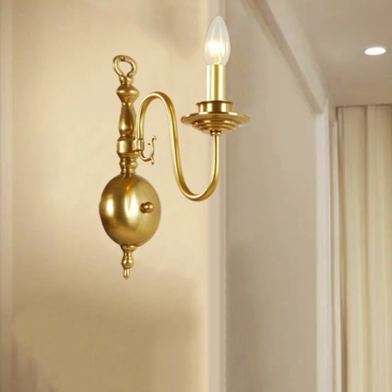 

Copper wall lamp Living room Bedroom bedside lamp Chinese simple staircase aisle lamp