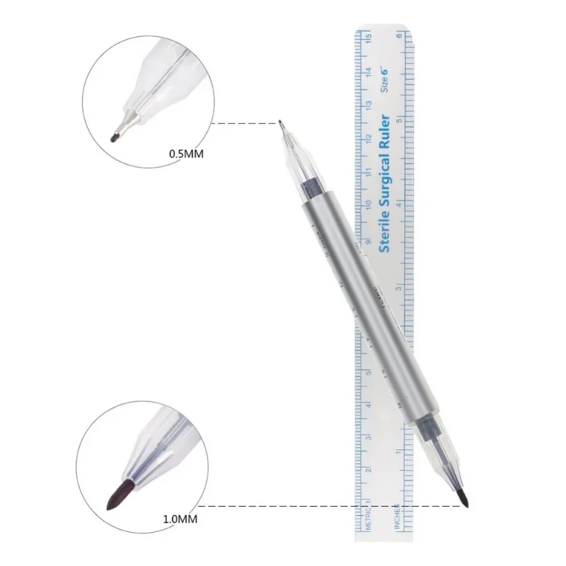 Surgical Skin Marker for Eyebrow Skin Marker Pen Tattoo Skin Marker Measure Measuring Ruler Set Tool