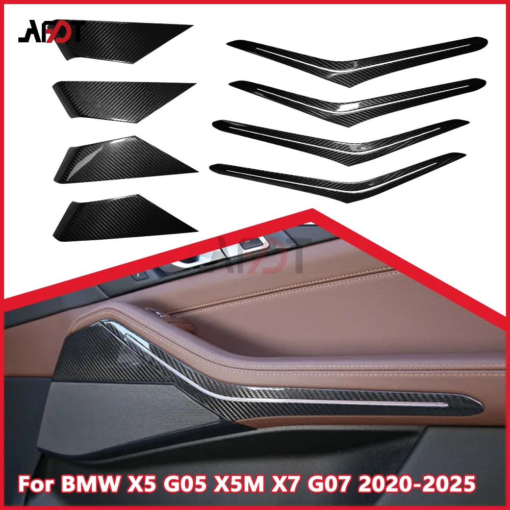 

AFDT 8Pcs Real Carbon Fiber Interior Door Panel Armrest Ambient Light Trim Stickers For BMW X5 G05 X5M X7 G07 2020-2025