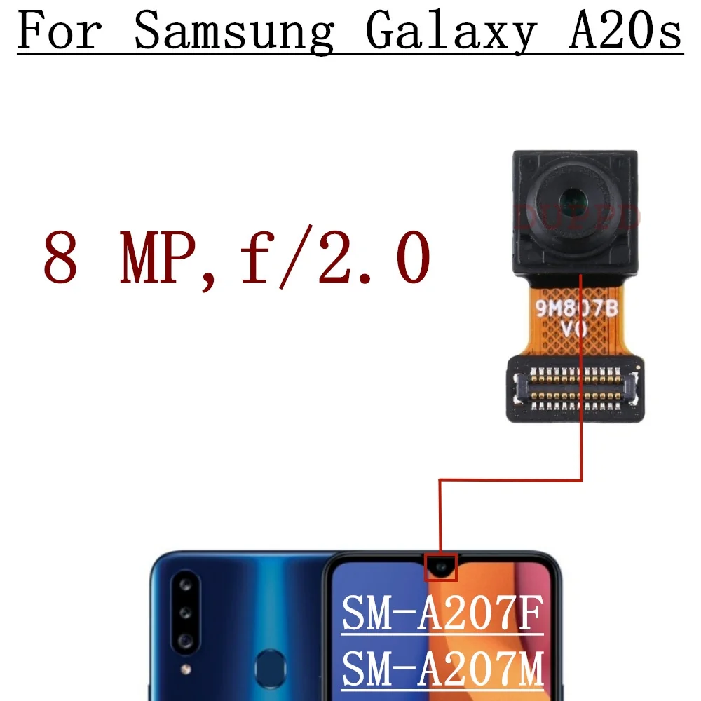 Rear Front Camera For Samsung Galaxy A20s SM-A207F A207M Frontal Selfie Wide Depth Backside Back Camera Module Spare