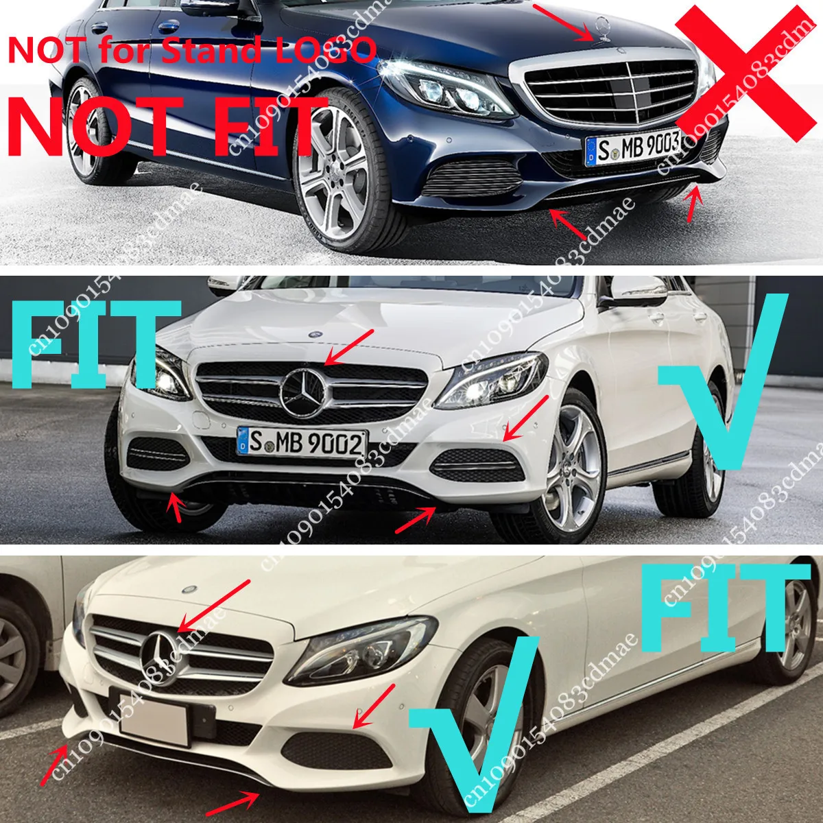 المصد الأمامي الشفاه طقم الجسم سبويلر الخائن لمرسيدس C الفئة W205 S205 C180 C200 C220 C250 C300 2015-2018 أسود لامع ABS