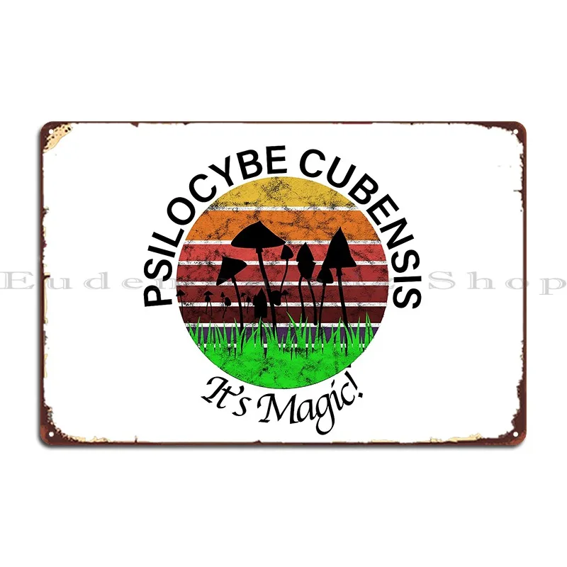 Psilocybe Cubensis Magic Mushrooms Terence Mckenna Psilocybin Black Text Metal Signs Mural Character Cinema Club Tin Sign Poster
